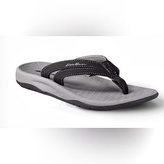 Nwt. Brand: Eddie Bauer. Size: 10m. Color: Black. Condition: New With Tags. Description: The Break Point Flip-Flops Bring All-Around Comfort To Long Summer Days. The Synthetic Nubuck Leather Straps Prevent Chaffing, And The Soft, Lightweight Eva Footbed Offers Moderate Support During Your Everyday Warm-Weather Adventures. Features: Molded Eva Footed Synthetic Nubuck Leather Straps Prevent Chafing Grippy Sportedge Outsole; [Platform Height] 1" No Smoking / No Pet Home. Comfortable Gray Sport Sandals, Comfortable Gray Sport Sandals With Cushioned Footbed, Black Flip Flops With Arch Support For Outdoor, Gray Slip-on Sandals For Vacation, Gray Cushioned Outdoor Sandals, Gray Slip-on Flip Flops For The Beach, Gray Round Toe Sport Sandals For Beach, Gray Sport Sandals For Beach, Gray Closed Toe Synthetic Sandals