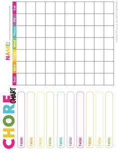 a printable chore chart with the words on it and colorful lines in different colors