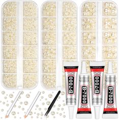 PRICES MAY VARY. 【Jewelry Glue with Pearls for Crafts】The flatback pearls kit comes with 3 box flatback pearls, 4pcs 15ml B7000 glue for crafts, 2pcs wax picker pencil, 1pcs tweezer. Perfect for various handmade artwork, decoration, makeup, nail art needs. 【Clear Pearl Glue】B7000 glue clear with precision tip enables accurate application, allowing for intricate and detailed crafting work, providing you with more durable and firm stickiness. Works on most materials, such as jewelry, metal, plasti Artwork Decoration, Beads Kit, Graduation Nails, Best Glue, Cap Decoration, Graduation Cap Decoration, Cap Decorations, Jewelry Metal, Pedicure Nail Art