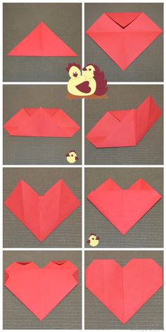 step by step instructions on how to make an origami heart for valentine's day