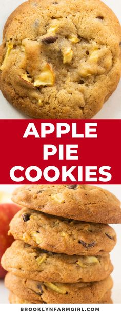 an apple pie cookie is stacked on top of each other with the title above it