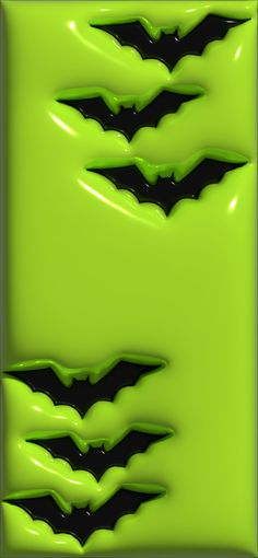 an abstract photo of green and black paint with bats on the bottom half of it