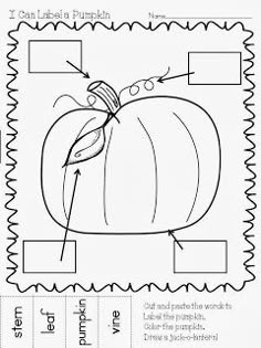 a pumpkin worksheet for kids to learn how to cut and paste the leaves