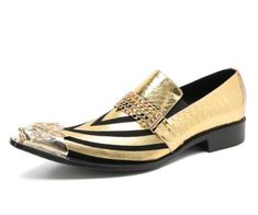 ad eBay - Find many great new & used options and get the best deals for Men's New Fashion Metal Head Pointy Toe Chain Stripe Loafers Party Leather Shoes at the best online prices at eBay! Free shipping for many products! Italian Shoes For Men, Metal Head, Shoe Pattern, Point Shoes, Leather Dress Shoes, Formal Business, Silver Shoes, Round Toe Heels, Grey Shoes