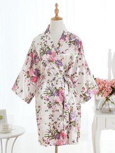 You can wear the silky short robe as bridal party getting ready outfits, nightgown, bath robe, spa robe, and loungewear. This is also a great wedding gift, bridal party/ bridal shower gifts,birthday gift. Self Tie closure Hand Wash Only Material: polyester; These elegant satin robes for women are made of polyester, soft, silky and skin-friendly. Suitable for hand wash, machine wash or dry cleaning. Luxury cute sleepwear house robes for women. Size: S: Bust 51.18" Length 34.64" , meet your size n Bridal Party Getting Ready, Bridesmaid Kimono, Women Robe, Bridesmaid Robes Floral, Short Satin, Gown Vintage, Kimono Yukata, Satin Kimono, Wedding Robe