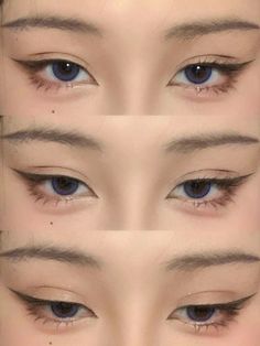 Eye Makeup Lashes, Monolid Makeup, Membentuk Alis, Bentuk Alis, Anime Eye Makeup, Mekap Mata, Doll Eye Makeup, Korean Eye Makeup, Beauty Makeup Tutorial