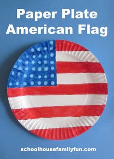 a paper plate with an american flag painted on it and the words, paper plate american flag