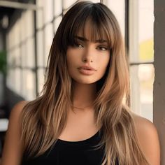 Long Hair Bangs Square Face, Long Layered Bangs, Shiny Straight Hair, Long Hair With Bangs And Layers, Long Layered Hair With Bangs, Layered Bangs, Layered Haircuts With Bangs, Layered Hair With Bangs, Long Haircuts