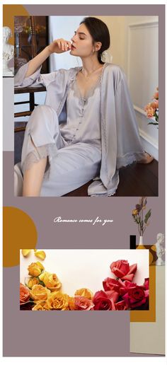 Women’s Romantic Silky Satin Loose Fit Pajama Set Loungewear – FloraShe Elegant Solid Color Loungewear Sets, Solid Color Home Sets, Solid Color Lounging Sets For Spring, Spring Solid Color Lounging Sets, Solid Color Spring Lounging Sets, Elegant Summer Lounging Sets, Feminine Sets For Home, Feminine Solid Color Sleepwear For Loungewear, Elegant Spring Home Sets