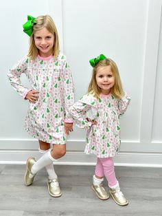 The Mary Reese Set - Preppy Christmas is a must-have for the holiday season. This cute set is perfect for your little one, bringing a touch of preppy style to their wardrobe. Made with the highest quality materials, it offers both comfort and style, making it the ideal choice for all your holiday festivities. Preppy Christmas, Lounge Pajamas, Preppy Dresses, Matching Leggings, Lounge Dress, End Of Season Sale, Whimsical Christmas, Cute Sets, Kids Pajamas