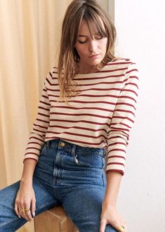 Breton Stripes, Navy And Khaki, Soft Classic, Blue Shirt, Round Neckline, Style Me