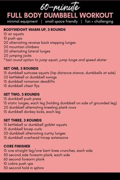 the full body burner workout plan is shown with instructions for how to do it