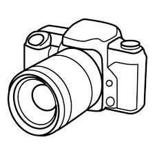 a drawing of a camera on a white background