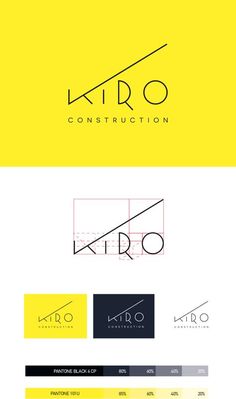 the logo for a construction company is shown in black and yellow, with different colors