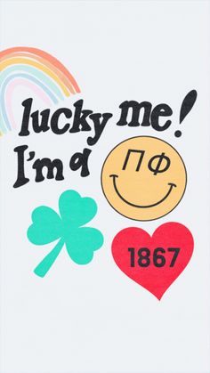 lucky me i'm d t - shirt for st patrick's day with shamrock, rainbow and smiley face