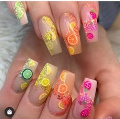 Encapsulated Fruit Nails, Encapsulated Nails Short, Fruit Nails Acrylic, Fruits Nails, Nails Fruit, Fruit Nail Designs, Fruit Nail Art, Encapsulated Nails