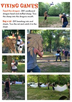 a collage of photos showing people playing in the park and having fun with their kites