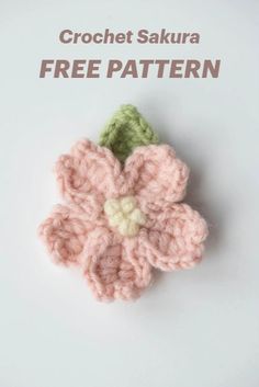 a crochet flower is shown with the words free pattern below it and above it