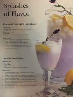 a recipe for splishes of flavored lemonade with lavender and lemon slices