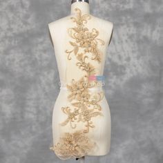 beaded champagne gold 3d flowers floral lace applique Dress Applique, Applique Wedding, Flower Applique, Appliqué Patch, Champagne Gold, Gold Flowers