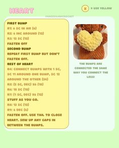 the instructions for how to make a crochet heart shaped stuffed animal with text below