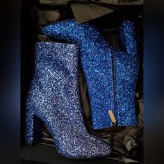 Sz 36.5 Nib Saint Laurent Glitter Boots, One Is Fainter Than The Other From Being On Display, Not Very Noticeable In Dark Ysl Boots, Ralph Lauren Heels, Yves Saint Laurent Paris, Black Leather Cowboy Boots, Saint Laurent Boots, Glitter Boots, Tour Outfits, Velvet Boots, Black Leather Wedges