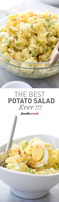 the best potato salad recipe is in this bowl and it's ready to be eaten