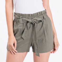 Brand New, Direct From Manufacturer. Super Stylish And On Trend Paper Bag Shorts With Elastic And Tie Waist; Side Pockets. Lightweight Linen Blend. Color: Light Olive Available In A Variety Of Colors (See My Other Listings For More). Bundle With Other Items And Save 20% Or More Off Your Total! Casual Tie Waist Shorts For Spring, Cotton Paperbag Waist Shorts With Tie, Cotton Paperbag Waist Shorts With Tie Waist, Shorts Linen, Bag Shorts, Paper Bag Shorts, Red Gingham, Short Waist, Olive Color