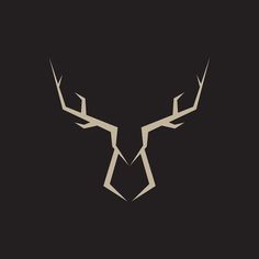 a deer's head with antlers in the center on a black background illustration