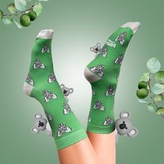 Cuddle your feet with our Koala Bopsox. These socks feature super-soft combed cotton, making them as cozy as the adorable marsupials that inspire their design. Playful Green Socks For Stocking Stuffers, Comfortable Green Socks As Gift, Comfortable Green Socks For Gifts, Comfortable Green Socks For Gift, Playful Super Soft Socks For Gifts, Super Soft Playful Socks For Gift, Playful Green Socks For Gifts, Fun Socks, Cool Socks