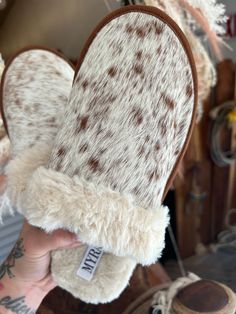 Brown Speckled cowhide slippers Brand Myra Bag * if you are a half size go up a size* Cowhide Print varies. Cowhide Slippers, Cowhide Print, Xmas Wishes, Brown Cowhide, Brown Tones, Top Pants Set, Go Up, Country Girl, Country Girls