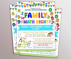 school fundraiser, school flyer, flyer template, editable flyers, fundraiser flyer, pto flyer, pta flyer, church flyer, Family Math Night, Family Night Flyer, math literacy flyer, fundraiser invite, fundraiser template Movie Night Flyer, Block Party Invitations, Words Family, Neighborhood Block Party, Pto Ideas