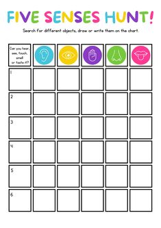 the five senses hunt worksheet for kids