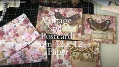 vintage style postcard from 12 x 12 paper with butterflies and flowers on it,