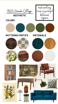 the color scheme for this living room is teal and brown