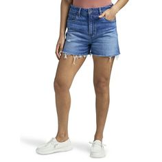 Vintage charm meets Western style with the Wrangler Women's Retro High Rise Bailey Short. They're a timeless silhouette designed to take you from spring to summer with style and grace. With a flattering high-rise and a frayed hem, the Bailey shorts will be your go-to pair time after time. Size: 32.  Color: Blue.  Gender: female.  Age Group: adult. Time After Time, Stretch Denim Shorts, Festival Shorts, Style And Grace, High Rise Shorts, Blue Gender, Cut Off Shorts, Fit Inspo, Summer Cotton