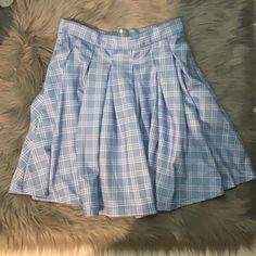 Never Worn Brand New, Very Comfortable And Cute Xs But Would Also Fit A Small Skirts Shein, Shein Skirts, Plaid Skirt, Plaid Skirts, Cool Outfits, Blue White, Womens Skirt, Color Blue, Blue And White