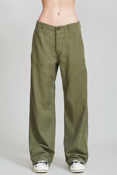 Green Cargo Style Wide Leg Pants, Green Wide Leg Parachute Pants With Patch Pockets, Green Utility Wide Leg Pants, Olive Straight Leg Cargo Pants, Military Style Relaxed Fit Straight Leg Pants, Military Style Wide Leg Relaxed Bottoms, Military Style Wide Leg Bottoms With Relaxed Fit, Wide Leg Workwear Bottoms, Relaxed Fit Wide Leg Military Cargo Jeans