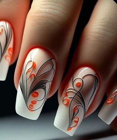 Nile Art, Orange Manicure, Resin Nails, Perfect Hands, Unghie Sfumate, Trendy Nail Art Designs, Classy Acrylic Nails