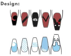 the different nail shapes are shown in this graphic style, including red and blue nails