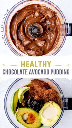 healthy chocolate avocado pudding recipe in a food processor