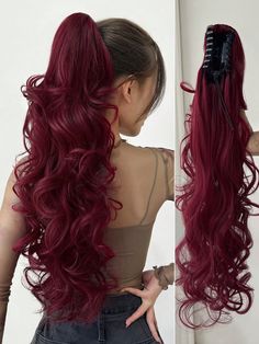 32 Inch Long Body Wave Ponytail Hair Extension Synthetic Heat Resistant Claw Curly Wavy Ponytail Hairpieces For Women Red Burgundy    Matte Silk  Ponytail   Wigs & Accs, size features are:Bust: ,Length: ,Sleeve Length: Body Wave Ponytail, Silk Ponytail, Ponytail Wigs, Wave Ponytail, Red Video, Wavy Ponytail, Ponytail Wig, Hairpieces For Women, Ponytail Hair Extensions