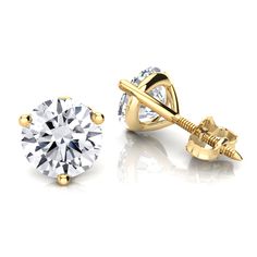 Item Code: 000374&#44 Round Diamond Stud Earrings, Round Cut Diamond Earrings, Martini Set, Diamond Earrings Studs Round, Yellow Gold Solitaire, Round Diamond Setting, Fine Diamond Jewelry, Stud Jewelry, Diamond Stud Earrings