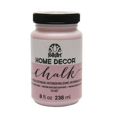 a jar of pink chalk paint on a white background