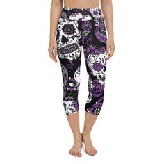 The Gearbunch Purple Sugar Skull Yoga Capris is a vibrant sugar skull design in shades of purple, grey, black and white.
These yoga capri leggings with a high, elastic waistband are the perfect choice for yoga, the gym, or simply a comfortable evening at home.
Be Happy, Be Bright, Be You with Gearbunch Yoga Pants Outfit Casual Summer, Yoga Band, Sugar Skull Design, Skull Leggings, Inspiring Photography, Pants Outfit Casual, Cute Leggings, Yoga Capris, Yoga Pants Outfit