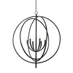 a black chandelier with five lights hanging from it