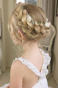 Baptism Hair Ideas Girl, Girls Formal Hairstyles Kids, Crown Braids