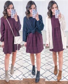 End Of Summer Dress Outfits, Styles For Teachers Clothing, Summer To Winter Dress, Tops Over Dresses Outfits, Teacher Fashion Winter, Womens Winter Dress Outfits, Top Over Dress Outfits, October Teacher Outfits, Womens Dress Outfits