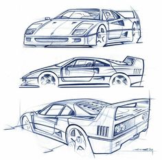 three different types of cars are shown in this drawing