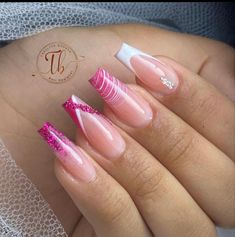 Classy Nail, Glamour Nails, Girly Acrylic Nails, Acrylic Nails Coffin Pink, Unique Acrylic Nails, Pink Acrylic Nails, Nails Desing, Pretty Acrylic Nails